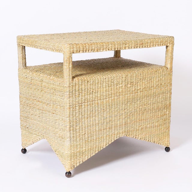 2020s Pair of Two Tiered Wicker Stands of Tables For Sale - Image 5 of 9