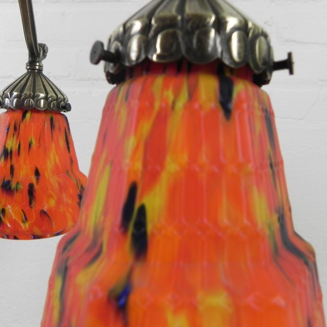 Art Deco Pendant Lamp with 3 Orange Glass Shades, 1930s For Sale - Image 17 of 18