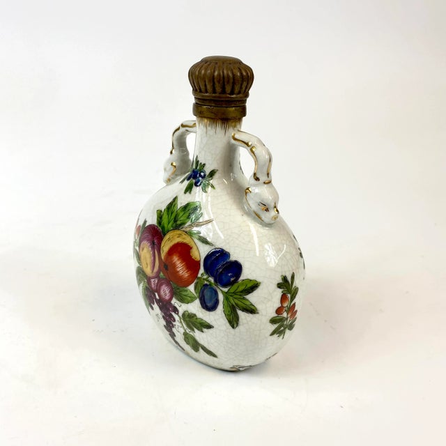 Mediterranean Late 20th Century Porcelain Hand Painted Portugese Style Bottle For Sale - Image 3 of 10