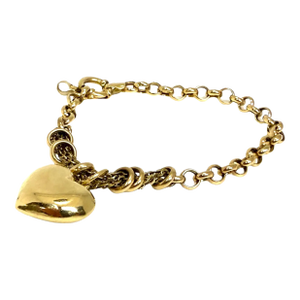 Tiffany-Style 18k Gold Heart Charm Bracelet
