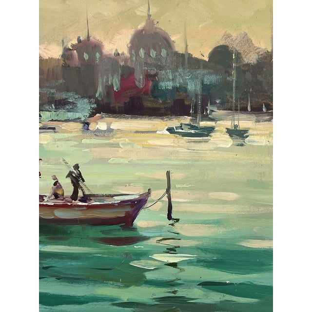 Oil Painting Evening Over the Pier With Boats Yuriy Suprunchuk For Sale - Image 6 of 11