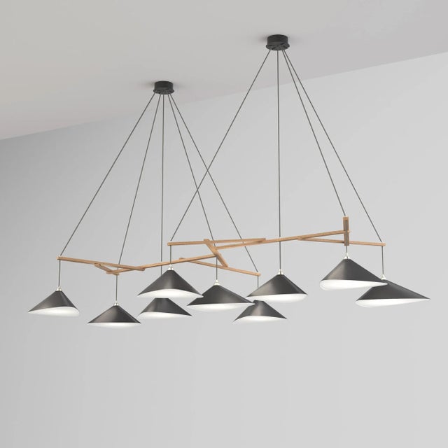 Mid-Century Modern Monumental Daniel Becker Emily 9 Chandelier in Matte Anthracite for Moss Objects For Sale - Image 3 of 12