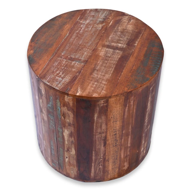 2020s Farmhouse Reclaimed Round Accent Table For Sale - Image 5 of 7