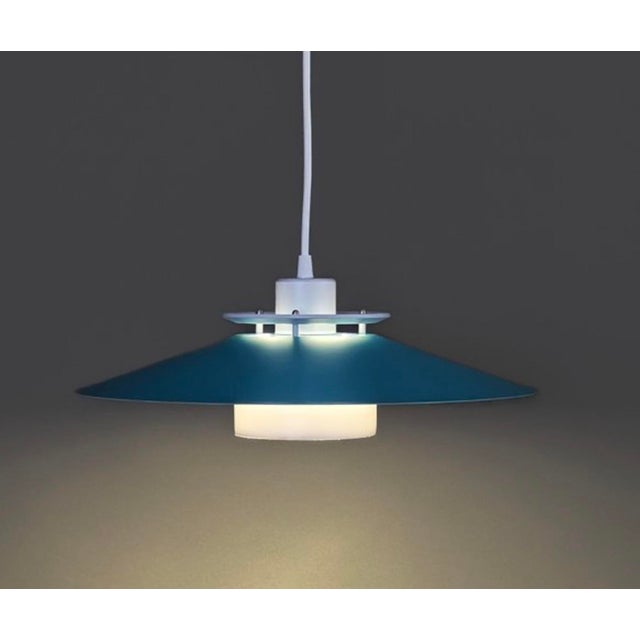 Turquoise and White Pendant Lamp from Dana Light, Denmark, 1970s For Sale - Image 6 of 10