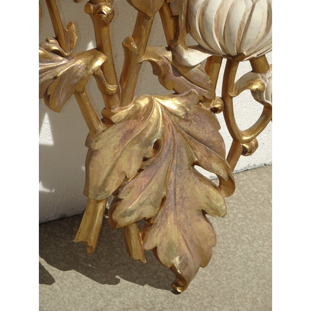 Large 49" Tall Vintage French Country Syroco Gold Flower Wall Plaque Picture For Sale - Image 17 of 18