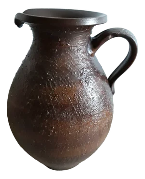 German Handmade Ceramic Jug Vase with Handle in Different Shades of Brown, 1970s