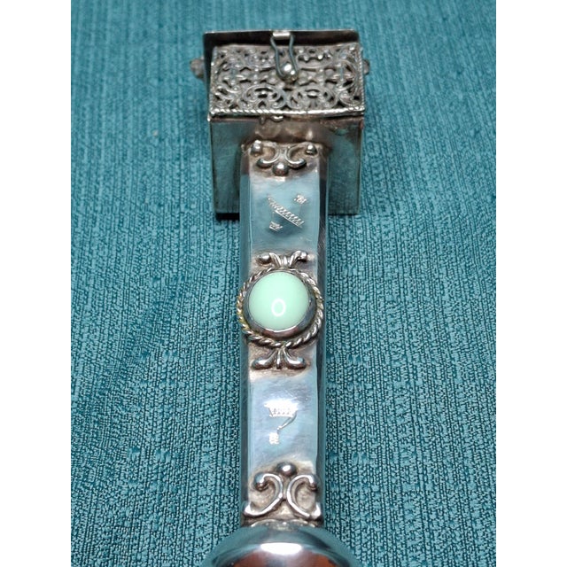 Metal Rare Museum Quality Antique Warsaw Russian Empire Silver Torah Pointer (Yad) With Integrated Besamim Spice Box For Sale - Image 7 of 18