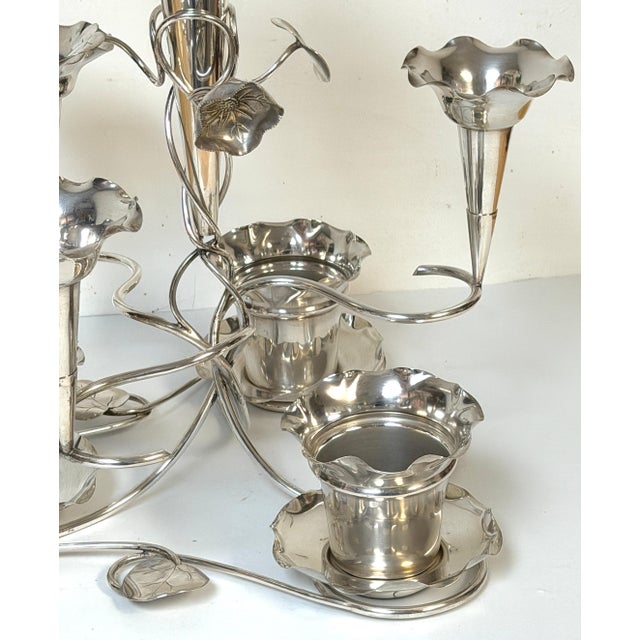 English Edwardian Silver-Plated Epergne by Copper & Fry, 11 -Pieces, Circa 1900 For Sale - Image 6 of 18