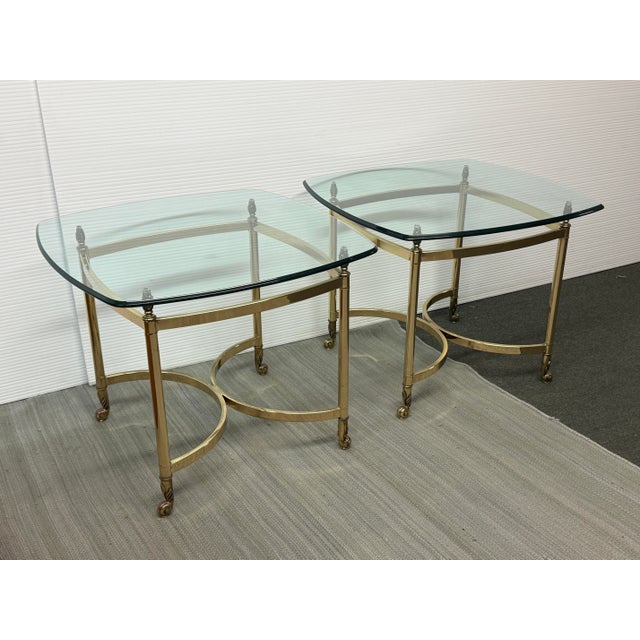 1990s La Barge Hollywood Regency Brass Side Tables, Pair For Sale - Image 5 of 12