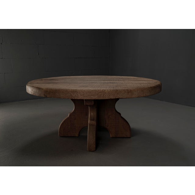 Large Vintage Rural Round Coffee Table in Oak, 1960s For Sale - Image 13 of 14