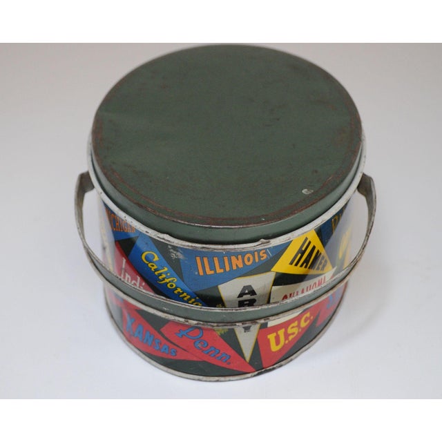 Vintage University Collegiate Pennant Tin Litho Lunchbox by Decoware For Sale - Image 4 of 12