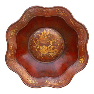 Antique Chinese Gilt Lacquer Lobed Bowl For Sale