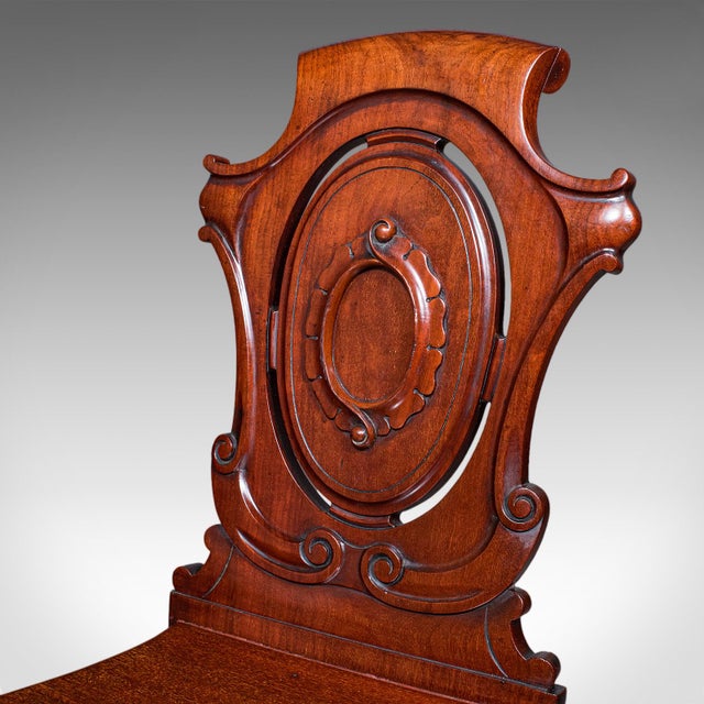 Wood Antique Shield Back Hall Chair, Scottish, Walnut Reception Seat, Side, Victorian For Sale - Image 7 of 10