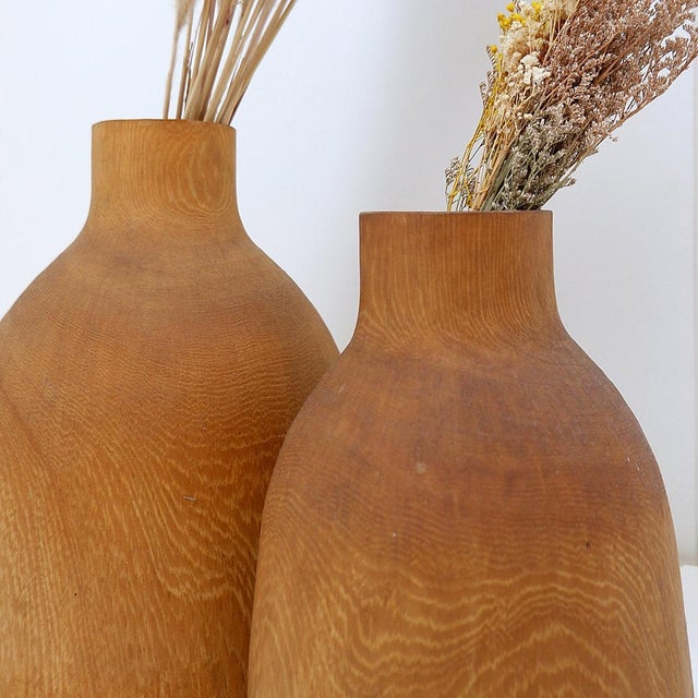 Vintage Decorative Vases in Paulownia Wood, Set of 2 For Sale - Image 5 of 9