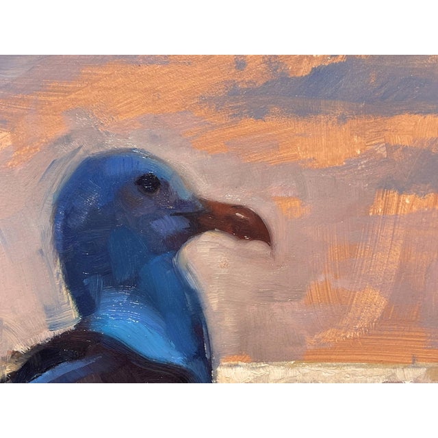 Early 21st Century Sea Gull by Ryan Morse | Oil on Panel Painting of a sea gull by the ocean at sunset For Sale - Image 5 of 5