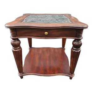 Cth Sherrill Occasional Mahogany Glass Top Display Side Table