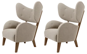 Set of Dark Beige Sahco Zero Smoked Oak My Own Chair Lounge Chairs by Lassen