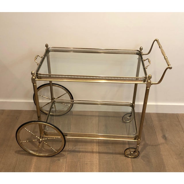 1940s Maison Bagués. Neoclassical Style Silvered Brass Drinks Trolley. French For Sale - Image 12 of 12