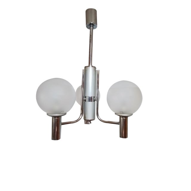 Space Age Hanging Lamp in Chrome Metal, 1960s For Sale