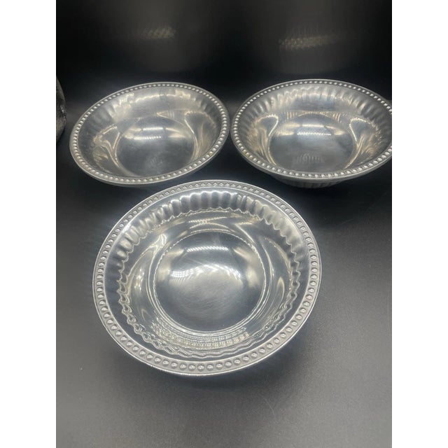 Mid-Century Modern Vintage Flutes & Pearls Pewter Holloware Wilton Armetale Bowls - Set of 3 For Sale - Image 3 of 6