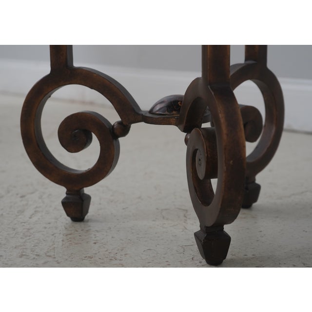 Tessellated Marble Stone Top Iron Base Side Table For Sale - Image 4 of 13