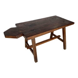 Early 20th Century French Walnut Bread Cutting Board Side Table For Sale