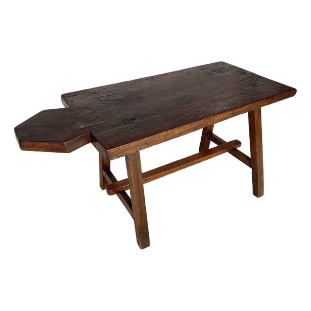 Early 20th Century French Walnut Bread Cutting Board Side Table For Sale