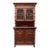 English Jacobean Carved Oak Sideboard With Ornate Stained Glass C1900 For Sale