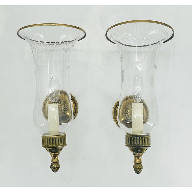 Hollywood Regency 1990s Charles Edwards London Brass Hurricane Wall Sconces - a Pair For Sale - Image 3 of 18