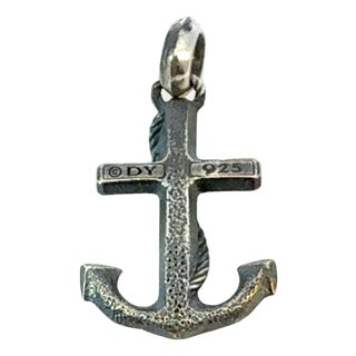 1990s David Yurman Maritime Anchor Pendant Sterling Silver Estate For Sale