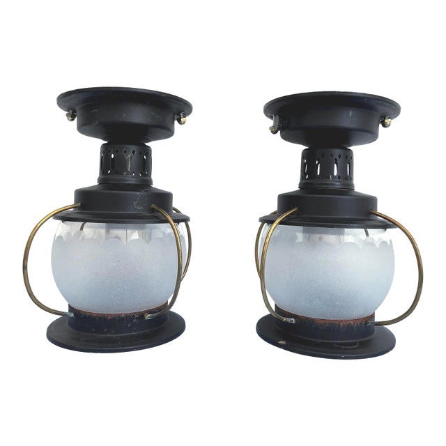 1960s Nautical Lantern Lights, Pair For Sale
