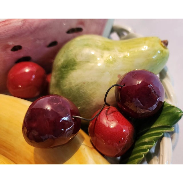 Realism MCM Italian Porcelain Fruit in Lattice Bowl Centerpiece For Sale - Image 3 of 7