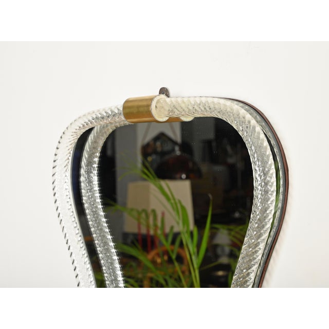 Mirror in Blown Murano Glass and Brass from Barovier, Italy, 1940s For Sale - Image 12 of 13