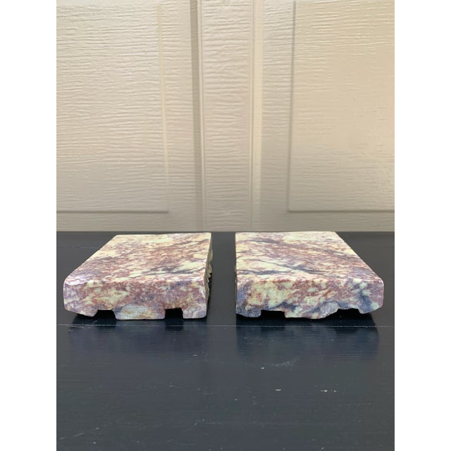 Antique Chinese Art Deco Carved Soapstone Floral Bookends, Pair For Sale - Image 13 of 13