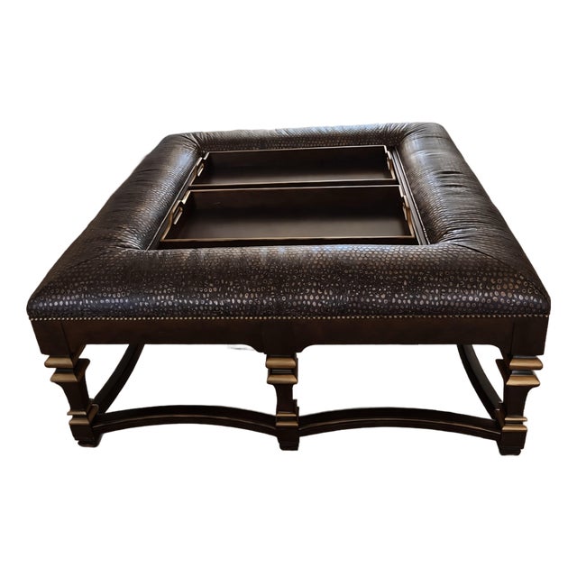 Century Furniture Leather Ottoman For Sale