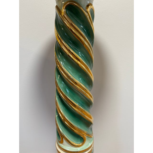 1950s Italian Capodimonte Porcelain Pedestal With Figural Relief, 32.75” Tall For Sale - Image 5 of 12