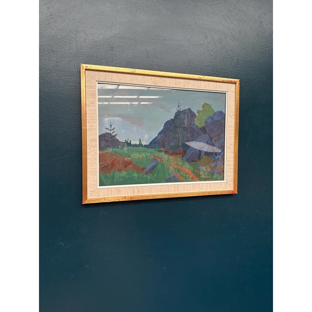 Willy Lindeberg, Landscape, 1950s, Gouache, Framed For Sale - Image 6 of 10