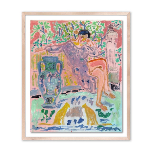 Illustration The Thinker by Anne-Louise Ewen in Natural Frame, Large Art Print For Sale - Image 3 of 3