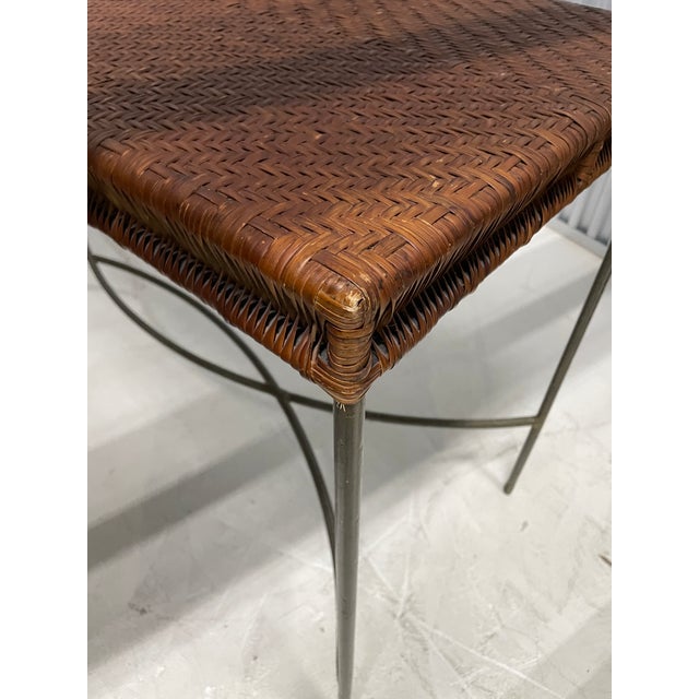 Conran Iron Console Table With Woven Rattan Top For Sale - Image 9 of 9