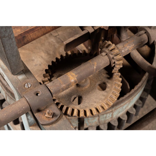 Sky Blue C. 1860s Rotating Wood and Cast Iron Meat Chopper For Sale - Image 8 of 13