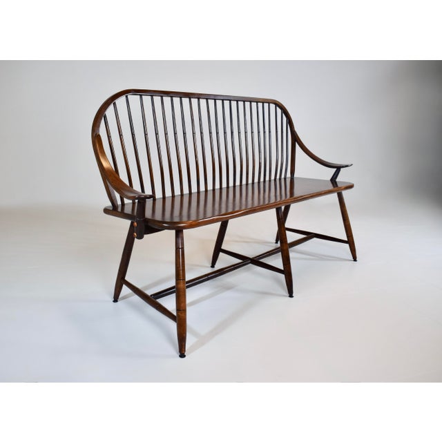American Vintage Hale of Vermont Windsor Spindle Back Prosper's Bench or Settee For Sale - Image 3 of 13