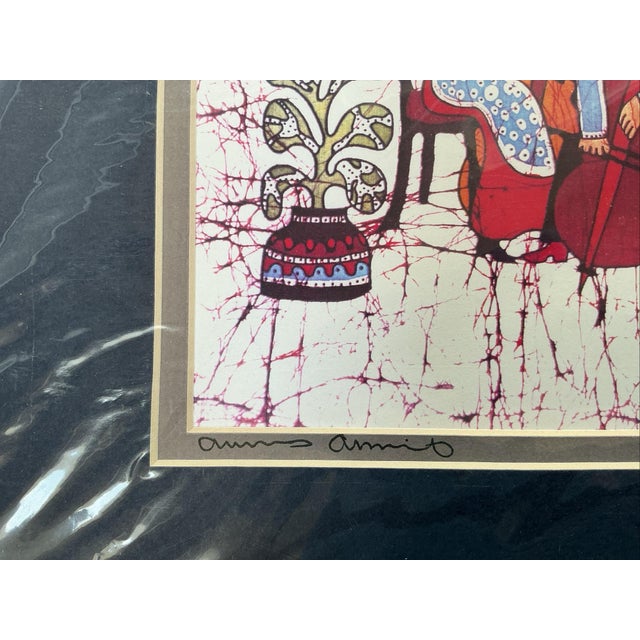 Striking signed limited-edition batik artwork by Amos Amit, titled “Recital.” This collectible Israeli artwork is numbered...