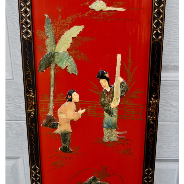 VTG Chinese Wall Plaque W/Raised Stone Appliques' For Sale - Image 12 of 13