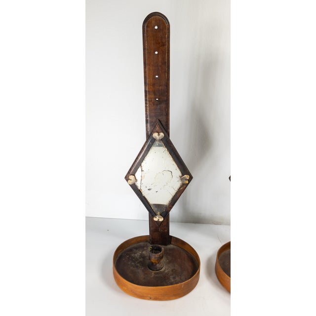 American 19th Century Rare Pair of Shaker or Sailor Made Mirrored Candle Sconces For Sale - Image 3 of 18