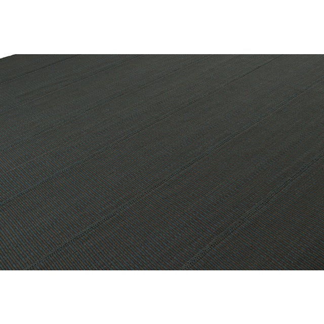 Rug & Kilim Rug & Kilim’s Contemporary Kilim in Black, With Blue Accents For Sale - Image 4 of 7