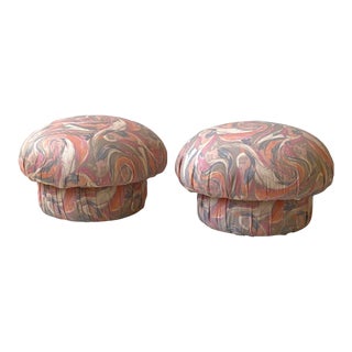 Rare Vintage Mushroom Ottomans by Milo Baughman for Thayer Coggin, Circa 1980s For Sale