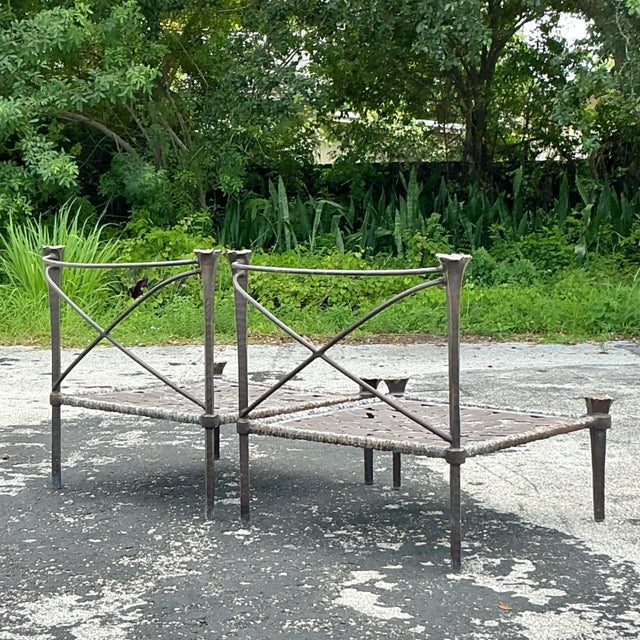 Vintage Boho Cast Aluminum “Arcadia” Slipper Chairs After Michael Taylor - a Pr For Sale - Image 10 of 12