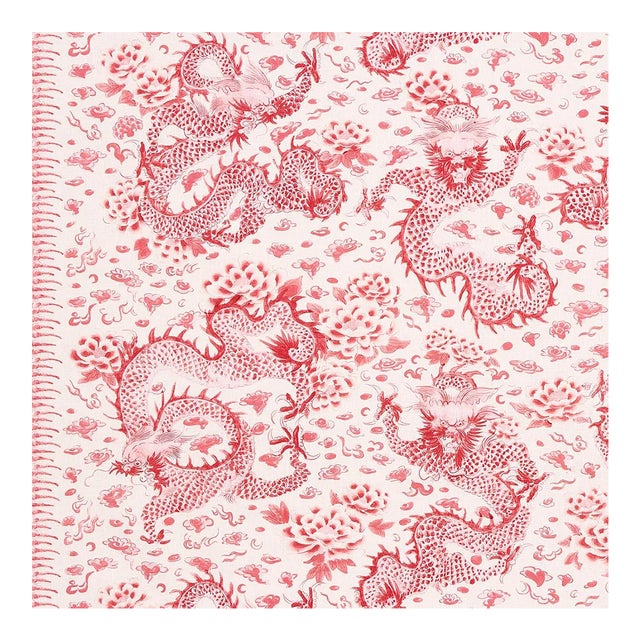 Schumacher X Mary McDonald Empress Dragon Fabric in Rose For Sale