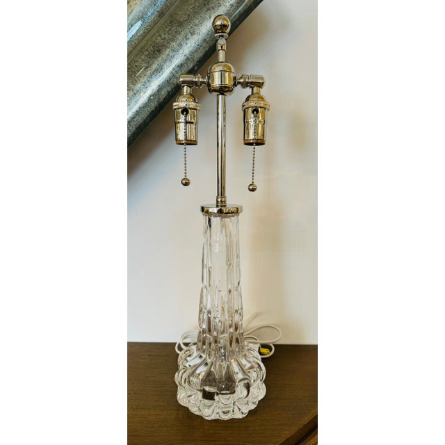 Pair of 1950s Swedish Crystal Orrefors Carl Fagerlund Clear Table Lamps For Sale - Image 10 of 11