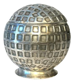 Silver Plate Golf Ball Ink Well Lidded Box